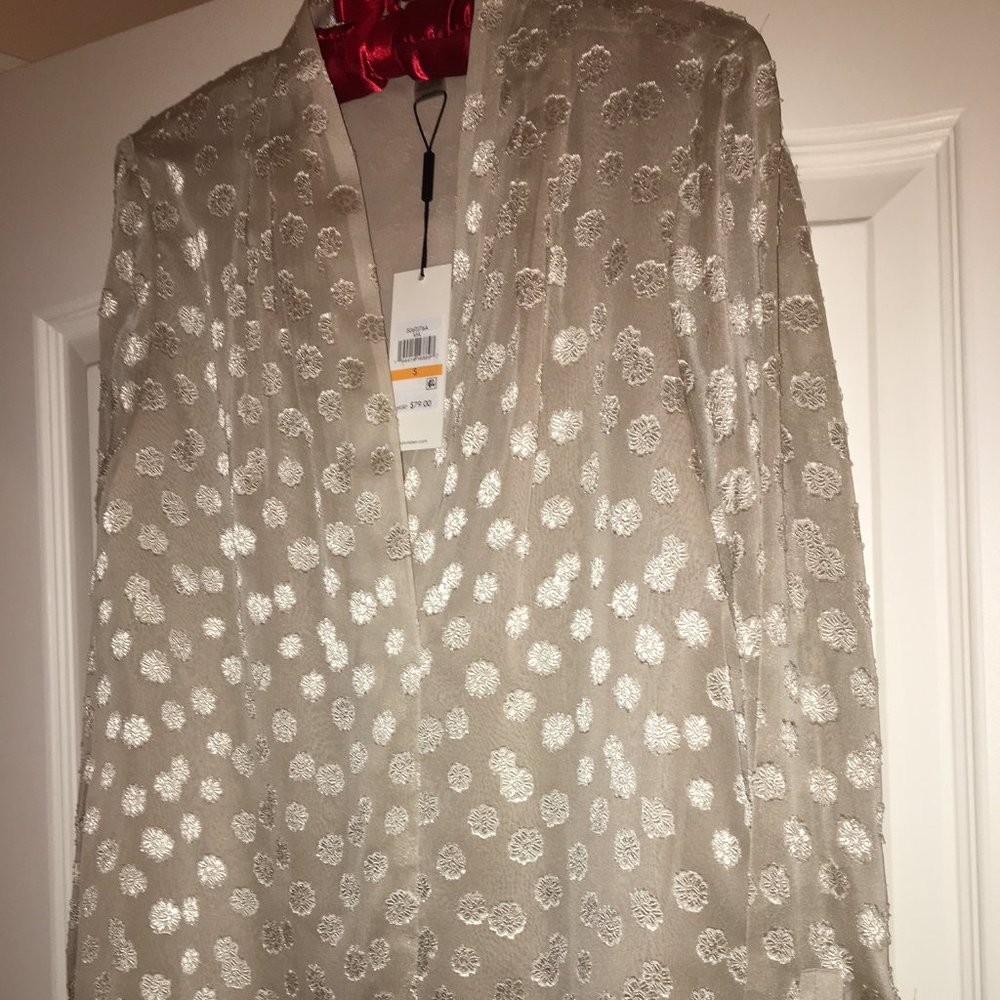 Calvin Klein Khaki Jacquard sheer blouse